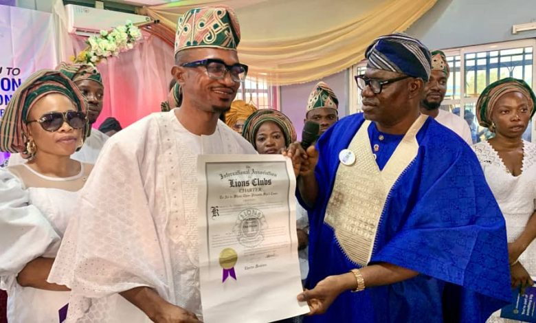 Fatoki Presents Ota Central Lions Club Certificate To Oke-Asiwaju