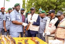 Ogun Customs seize 22000 bags-of-rice illicit-drugs arms as smugglers turn violent